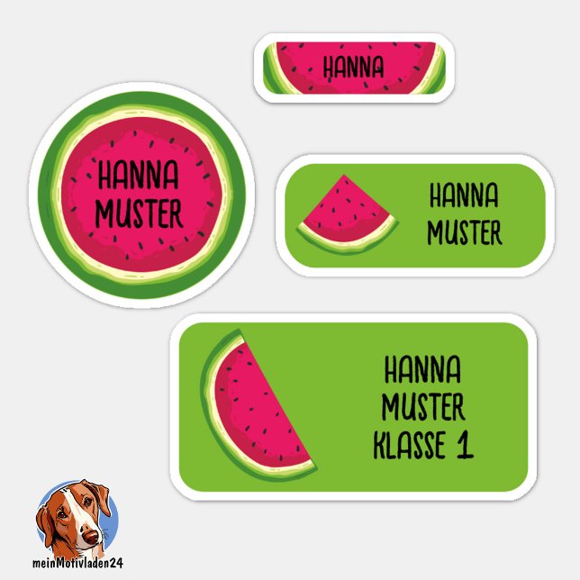 Adesivo Melone Namensaufkleber – 24er Set (24 verschiedene Namensaufkleber - Motiv: Melone)
