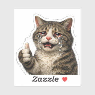 Adesivo Meme de Gatinho Chorando Engraçado e Relacionável