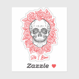 Adesivo Memento Mori! Caveira e Rosas, Desenho Mão