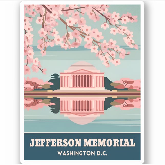 Adesivo Memorial Jefferson viagens vintage Washington DC (Frente)