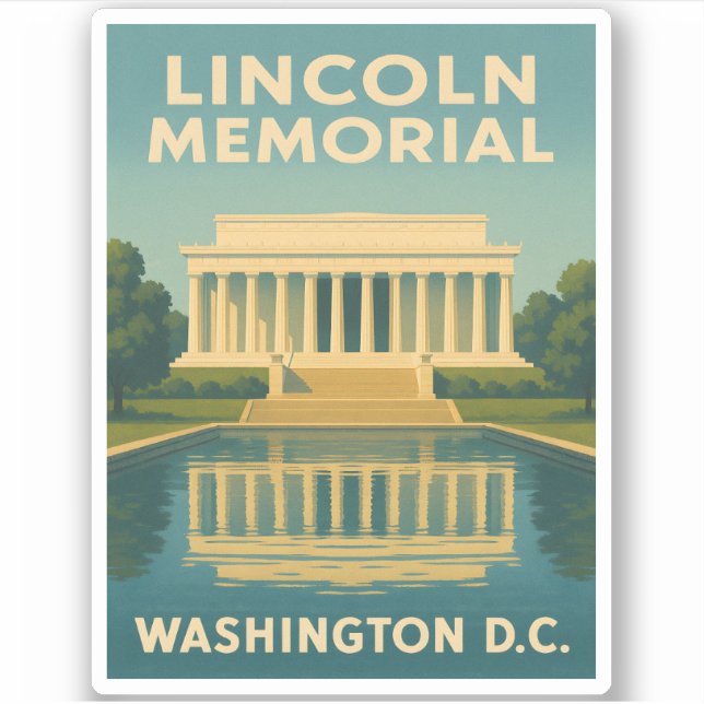 Adesivo Memorial Lincoln viagens vintage Washington DC (Frente)