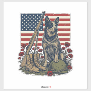 Adesivo Memorial Patriótico Blue Heeler Gravura Vintage S
