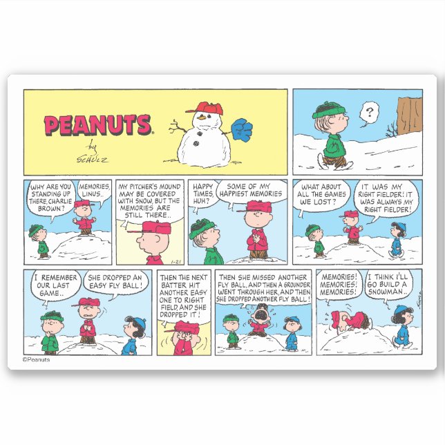 Adesivo Memórias de Baseball de Charlie Brown (Frente)