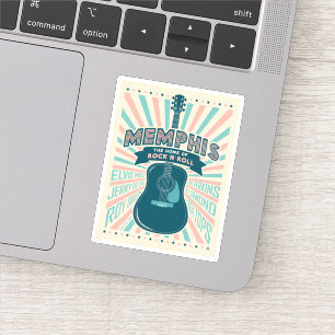 Adesivo Memphis, TN: Série Guitarra   Rock-N-Roll