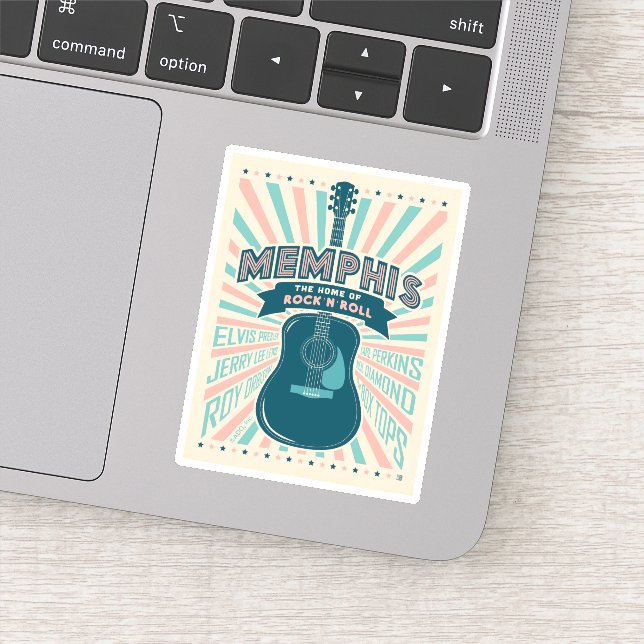 Adesivo Memphis, TN: Série Guitarra | Rock-N-Roll (Detalhe)