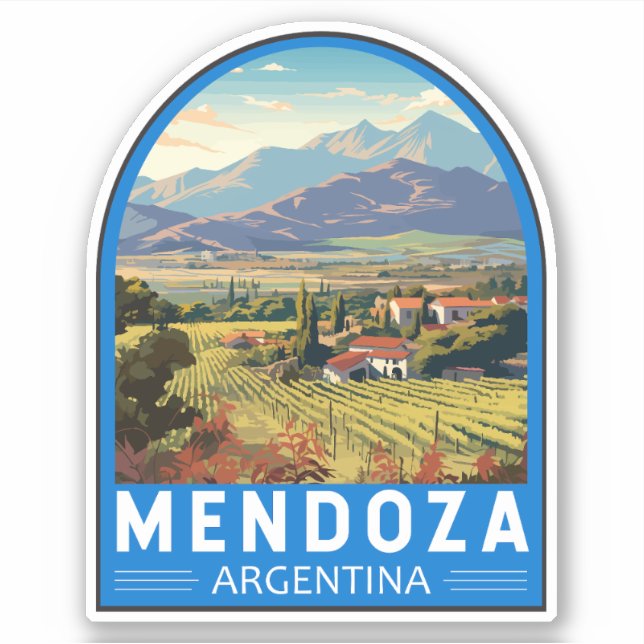 Adesivo Mendoza Argentina Viagem Art Vintage (Frente)