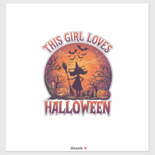 Adesivo Menina Ama Bruxas de Halloween Abóboras Morcegos_1