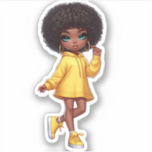 Menina branca afro-preta/ amarela