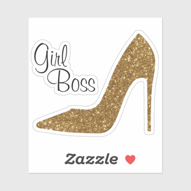 Adesivo Menina Chefe Dourada Glitter Stiletto Heel Sticker (Folha)