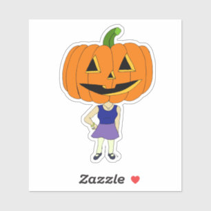 Adesivo menina chibi da cabeça de abóbora