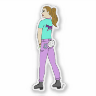 Adesivo menina com um rabo de coelho  