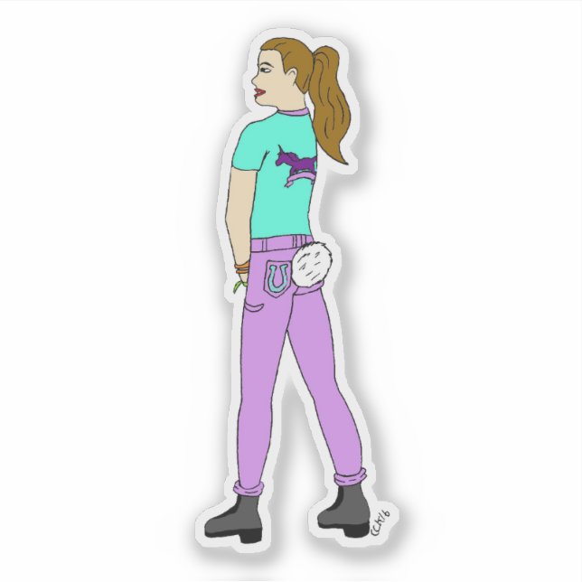 Adesivo menina com um rabo de coelho   (Frente)