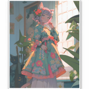 Adesivo Menina de Animação Bela