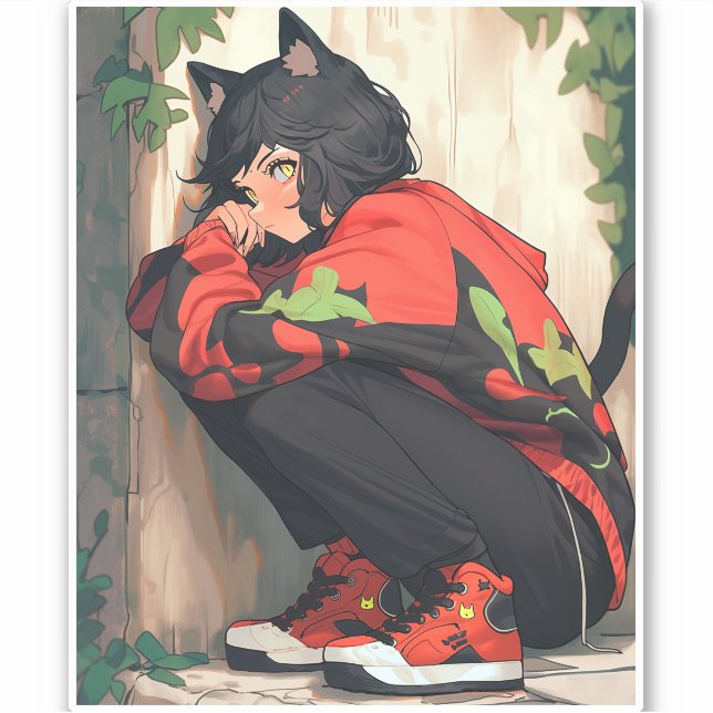 Adesivo Menina de Animação Bela (Frente)