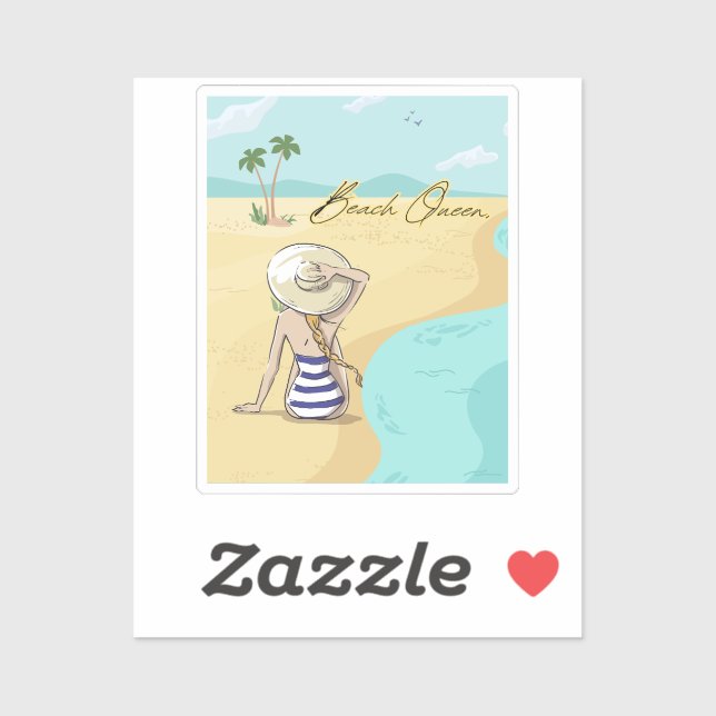 Adesivo menina de praia (Folha)