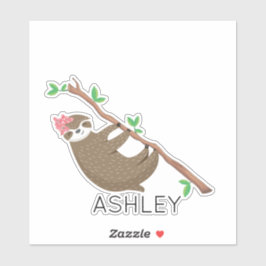 Adesivo Menina de preguiça monogramada personalizada