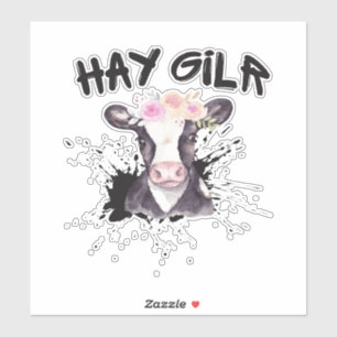 Adesivo Menina do Feno Agricultora Engraçado Gado Fazenda 