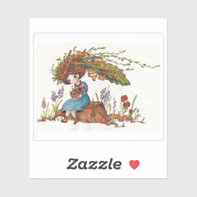 Adesivo menina do outono (Folha)