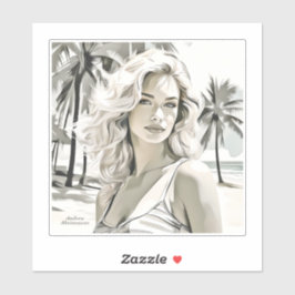 Adesivo Menina elegante em preto e branco