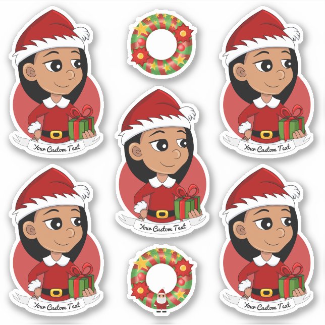 Adesivo Menina hispânica bonita com cabelos longos e preto (Frente)