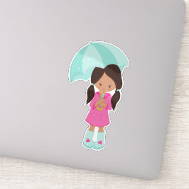 Adesivo Menina Latina, Garota Em Casaco De Chuva, Garota C