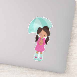 Adesivo Menina Latina, Garota Em Casaco De Chuva, Garota C