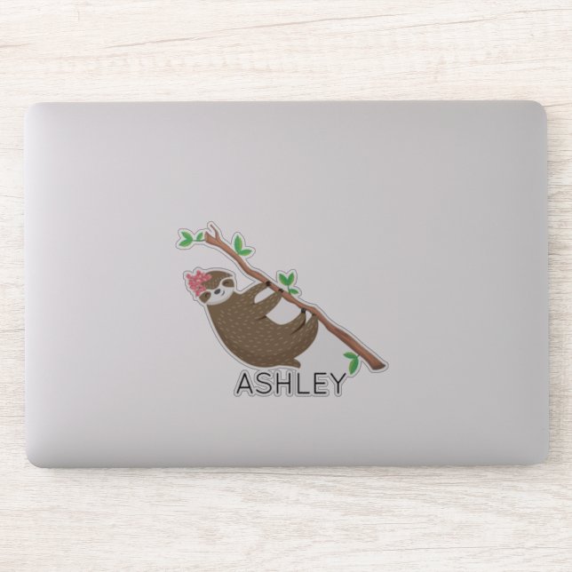 Adesivo Menina Monogramed Sloth personalizada (Computador)