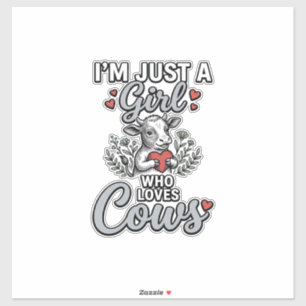 Adesivo Menina Que Ama Vacas Desenho de Camisa de Vaca Fof