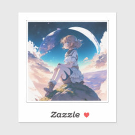 Adesivo Menina sentada na beira do espaço