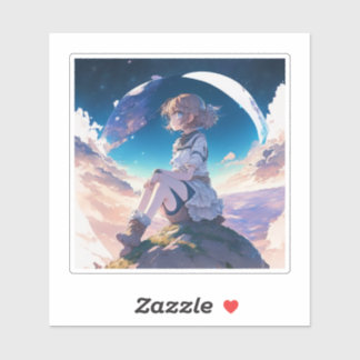 Adesivo Menina sentada na beira do espaço