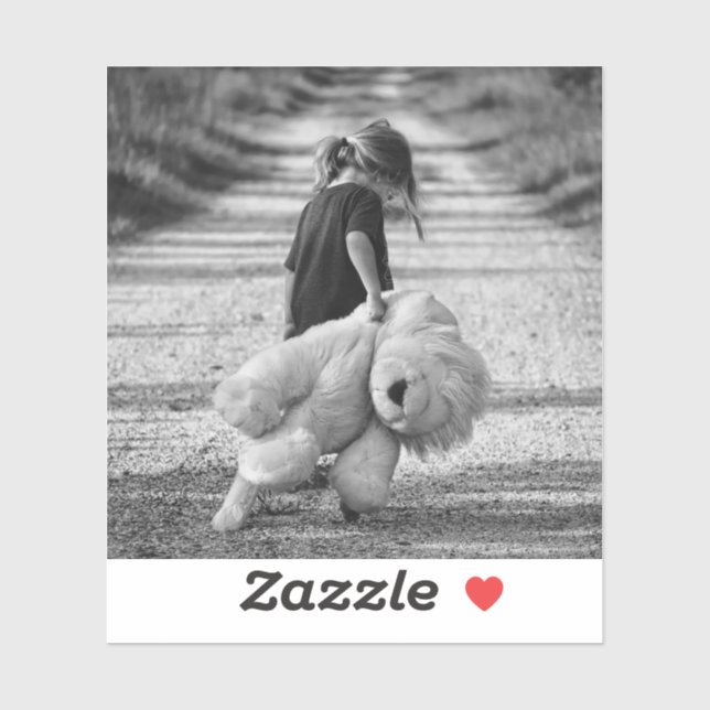 Adesivo menina triste andando com urso (Folha)