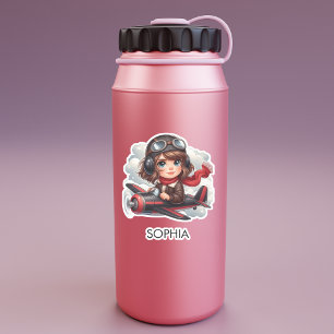 Adesivo Menina Voando Avião Personalizado Fofo para Crianç