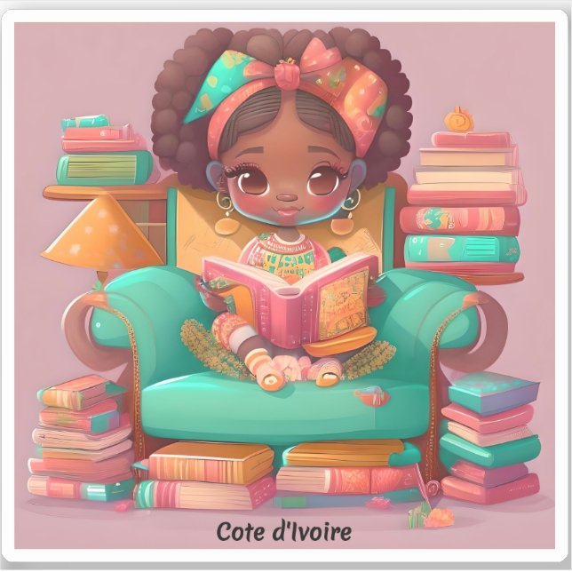 Adesivo Meninas do Mundo Leitura - Costa do Marfim (Frente)