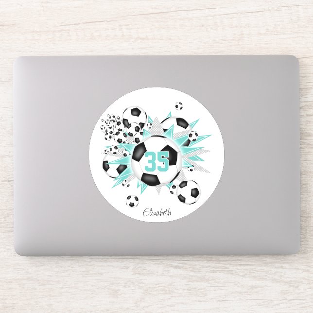 Adesivo meninas jersey number bolas de futebol estrelas lu (Computador)