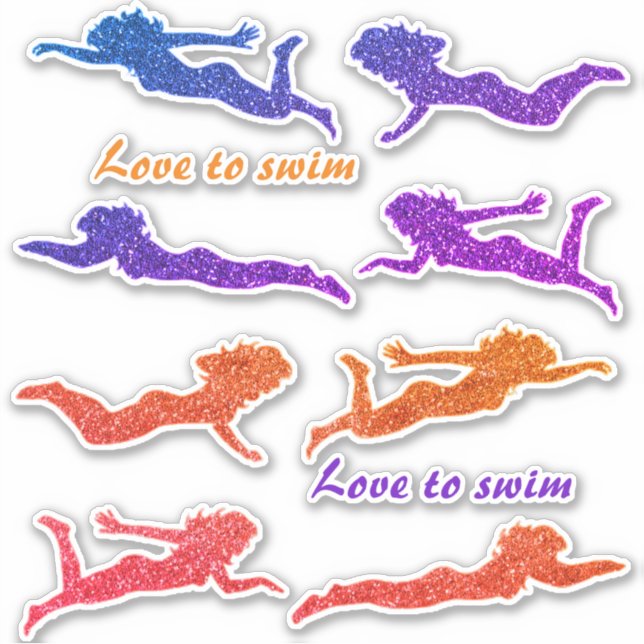 Adesivo Meninas "Love to natação" Vinhetas de Nadador Spar (Frente)