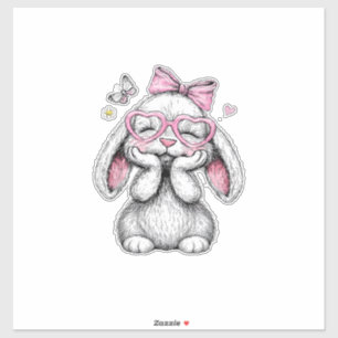 Adesivo Meninas Páscoa Bunny Fofo Face Rosa Páscoa Criança
