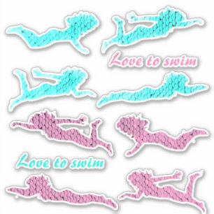 Adesivo Meninas Sequências "Love to natação"
