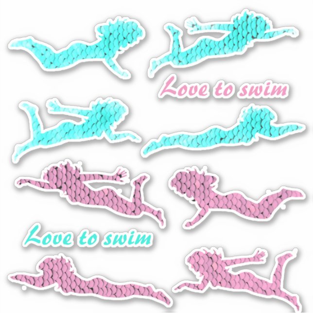 Adesivo Meninas Sequências "Love to natação" (Frente)