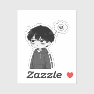 Adesivo Menino Chibi Desconectado Mentalmente Offline
