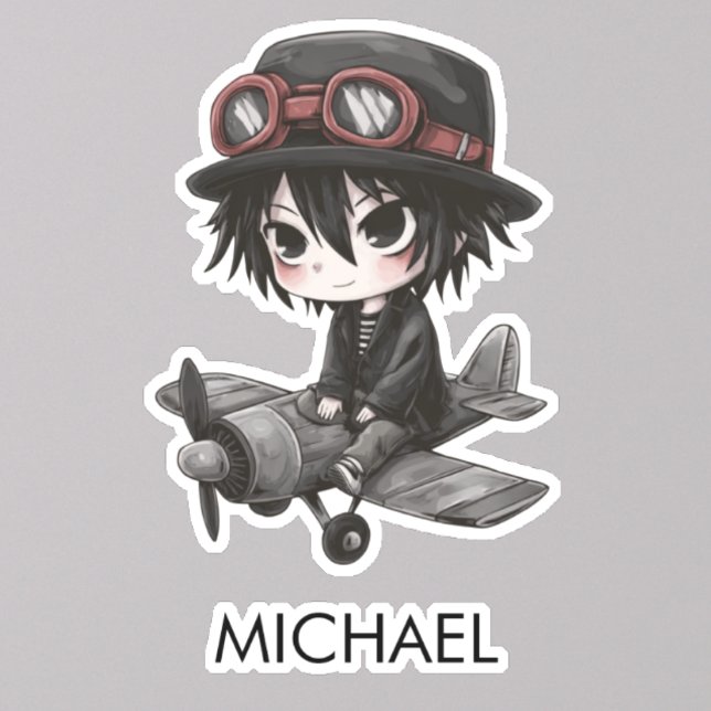 Adesivo Menino Gótico Piloto voa Avião Personalizado Anime (Criador carregado)