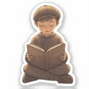Adesivo Menino Judeu Lendo Livro – Design Fofo e Significa