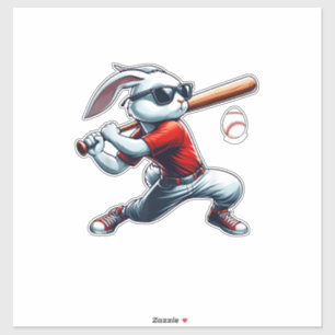 Adesivo Meninos Coelhinhos Feliz Páscoa Jogando Beisebol L