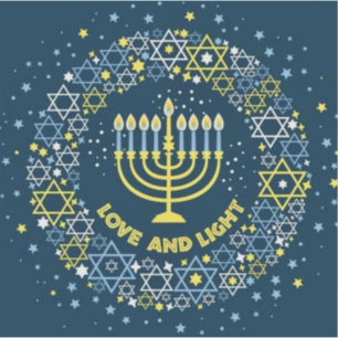 Adesivo Menorá de Hanukkah Estrela de Davi Coroa de Flores