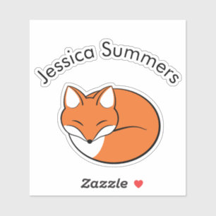 Adesivo Mensagem Personalizada Raposa de Cartoon em Sono