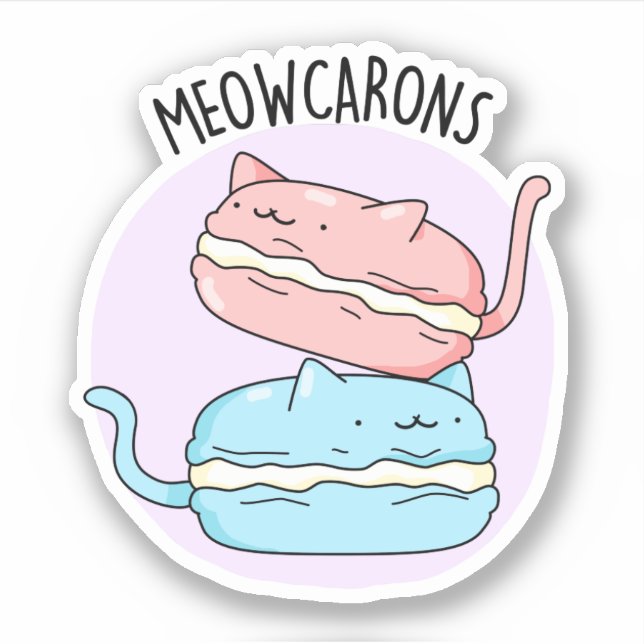 Adesivo Meowcarons Funny Macaron Pun (Frente)