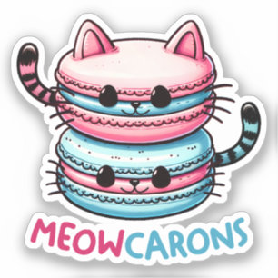 Adesivo Meowcarons Macaron Pun Funny Kawaii Cat Sticker