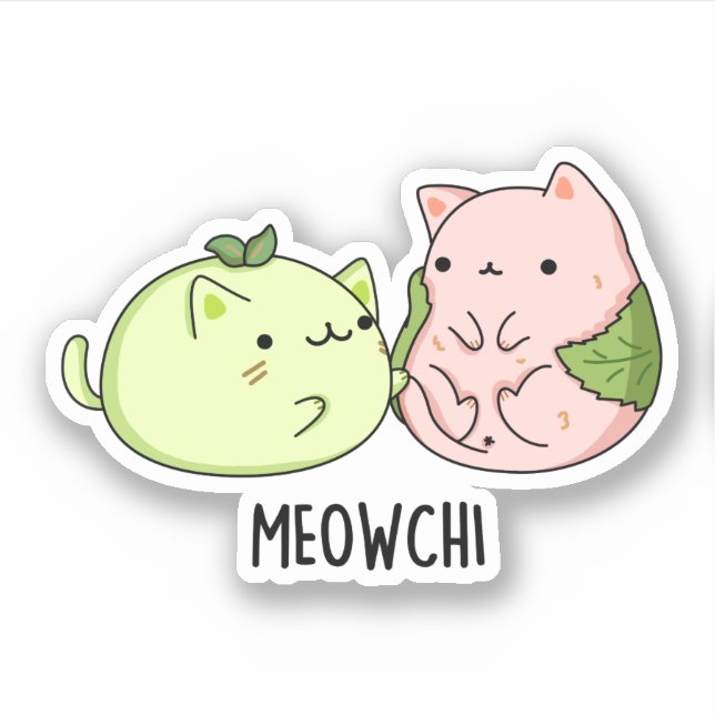 Adesivo Meowchi Funny Mochi Pun (Frente)