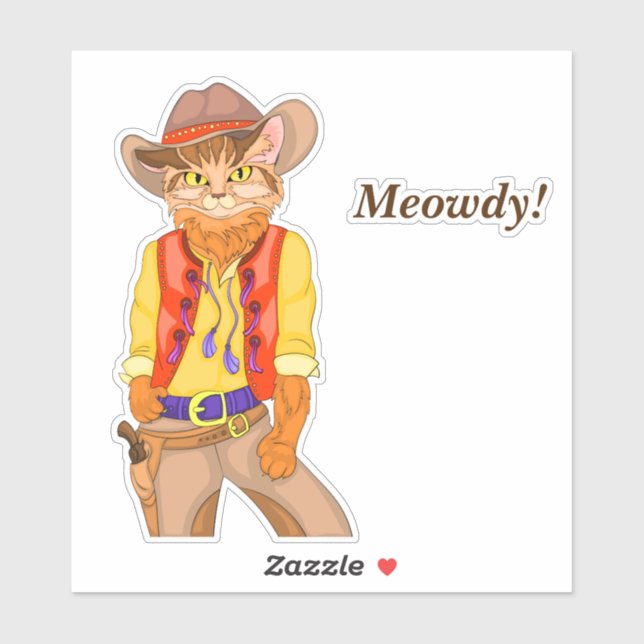 Adesivo Meowdy! Cat Cowboy (Folha)