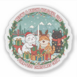 Adesivo Meowy Christmas Cats – Bright Holiday Fun USA Stic