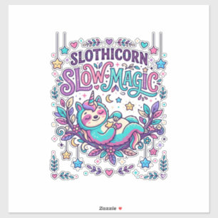 Adesivo Mercado Colorido de Magia Lenta Unicórnio Slothico